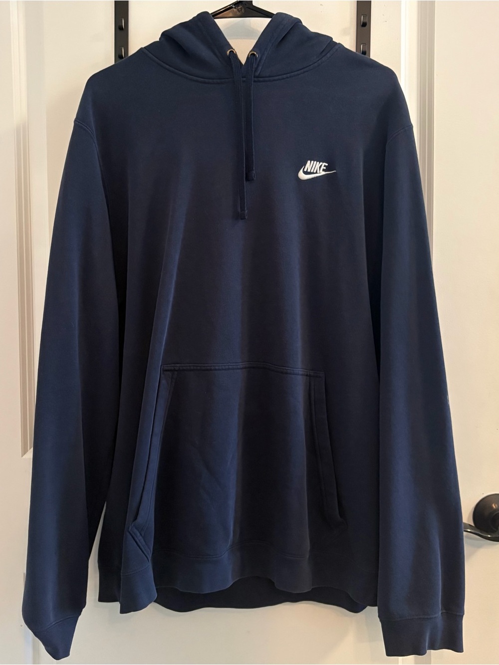 Nike Navy Blue Pullover Hoodie with White Swoosh